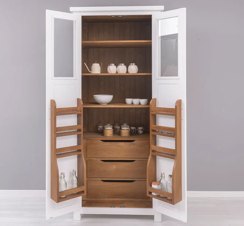 Buffetschrank aus Massivholz | Geschirrschrank- und Gewürzschrank mit Staufächern in den Türen