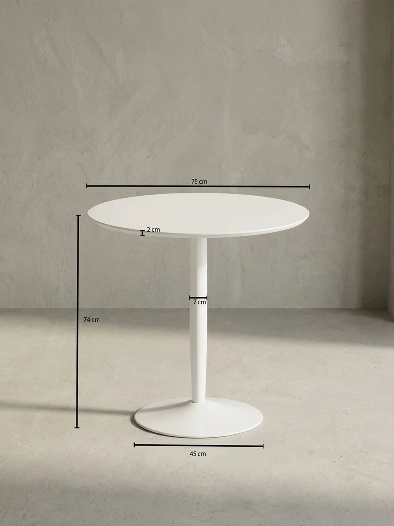Esstisch – Hochglanz Weiß 75x75x74 cm Trompetenfuß für 2 Personen