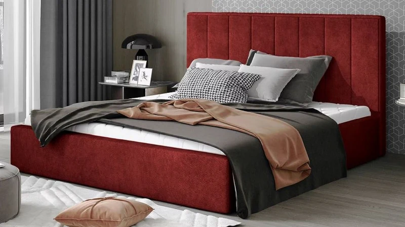 Casa Padrino Luxus Doppelbett mit Matratze Bordeauxrot - Verschiedene Größen