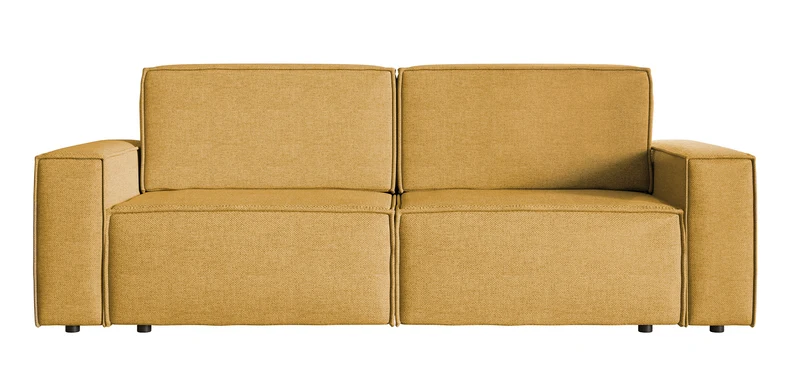 Dreisitziges ausklappbares Sofa Copertino in Senfgelb, leicht zu reinigendes Geflecht