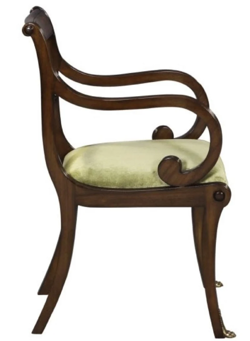 Casa Padrino Luxus Barock Esszimmerstuhl mit Armlehnen Braun / Gold 59 x 57 x H. 88 cm - Luxus Qualität
