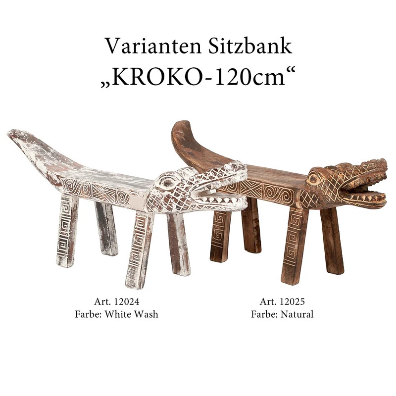 Sitzbank KROKO Natural ca. L120cm Albasia