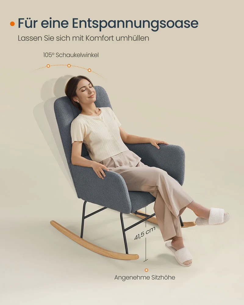 Schaukelstuhl – Bequemer Sessel mit Fleece-Polsterung