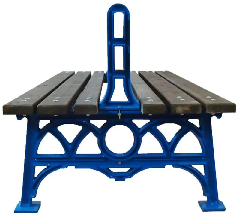 Casa Padrino Industrie Stil Gartenbank Doppelseitig Braun / Blau 180 cm