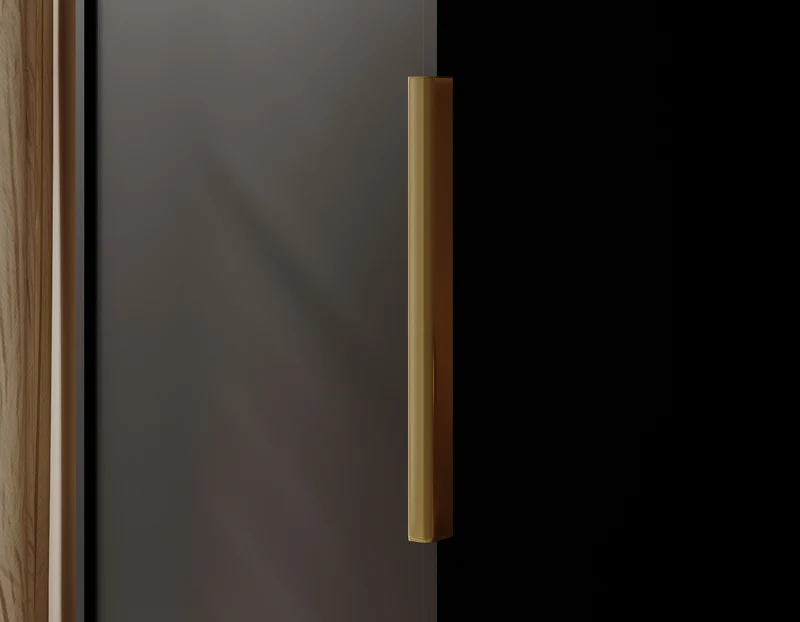 Drehtürenschrank Frame mit drei Türen, zwei Kleiderstangen, 150 cm, Schwarz