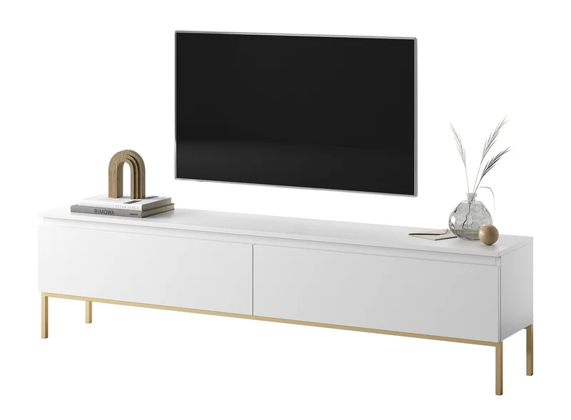 TV-Schrank Bemmi 175 cm weiß mit goldenen Beinen