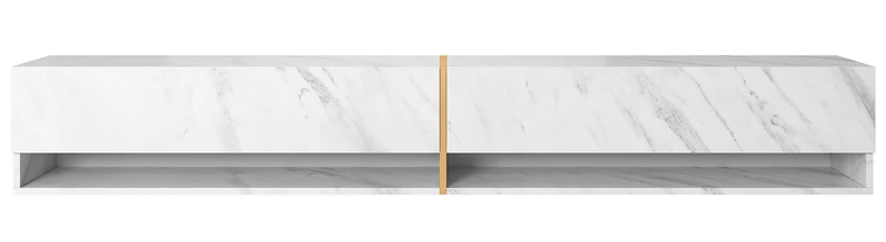 TV-Schrank Mirrgo 200 cm weißer Marmor mit goldener Einlage