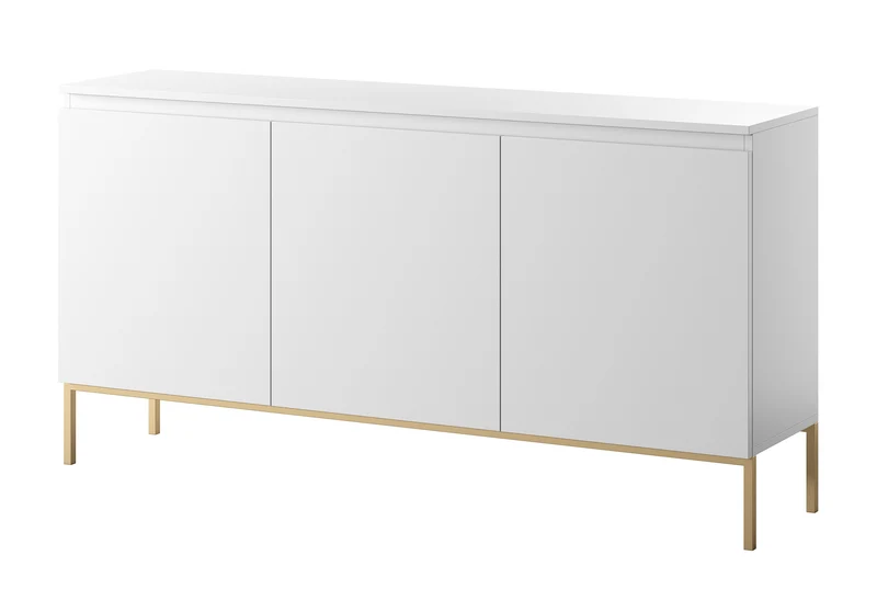Drehtürenschrank Bemmi 150 cm weiß mit goldenen Beinen