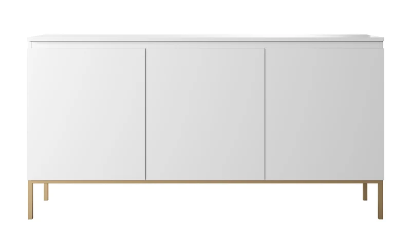 Drehtürenschrank Bemmi 150 cm weiß mit goldenen Beinen