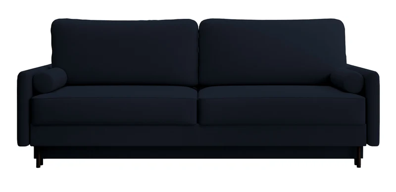 Dreisitziges ausklappbares Sofa Tomonde mit Stauraum, marineblauer, leicht zu reinigender Samtvelours