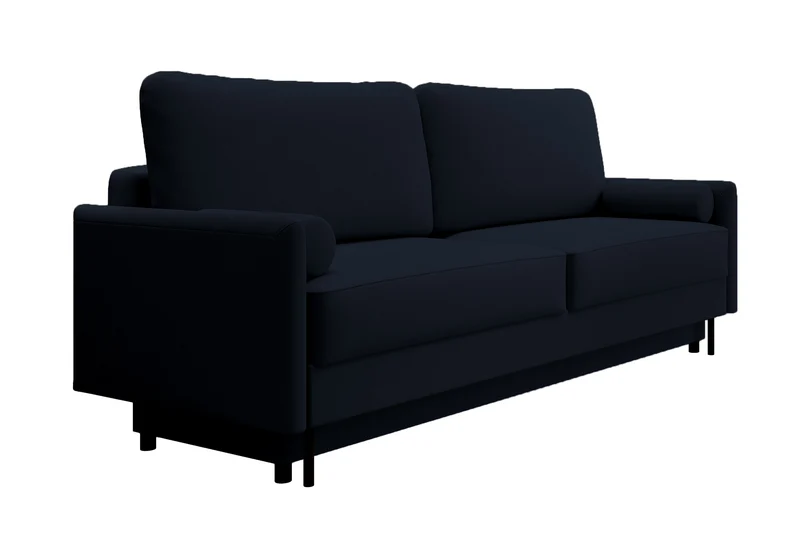 Dreisitziges ausklappbares Sofa Tomonde mit Stauraum, marineblauer, leicht zu reinigender Samtvelours
