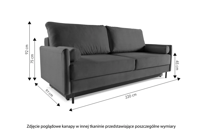 Dreisitziges Schlafsofa Tomonde mit Stauraum, hellgrauer, pflegeleichter Samtvelours
