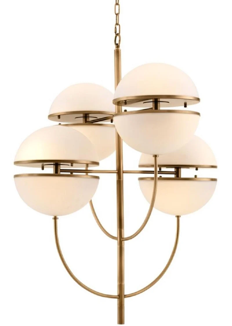 Casa Padrino Luxus Kronleuchter Antik Messing / Weiß Ø 81 x H. 107 cm - Luxus Qualität
