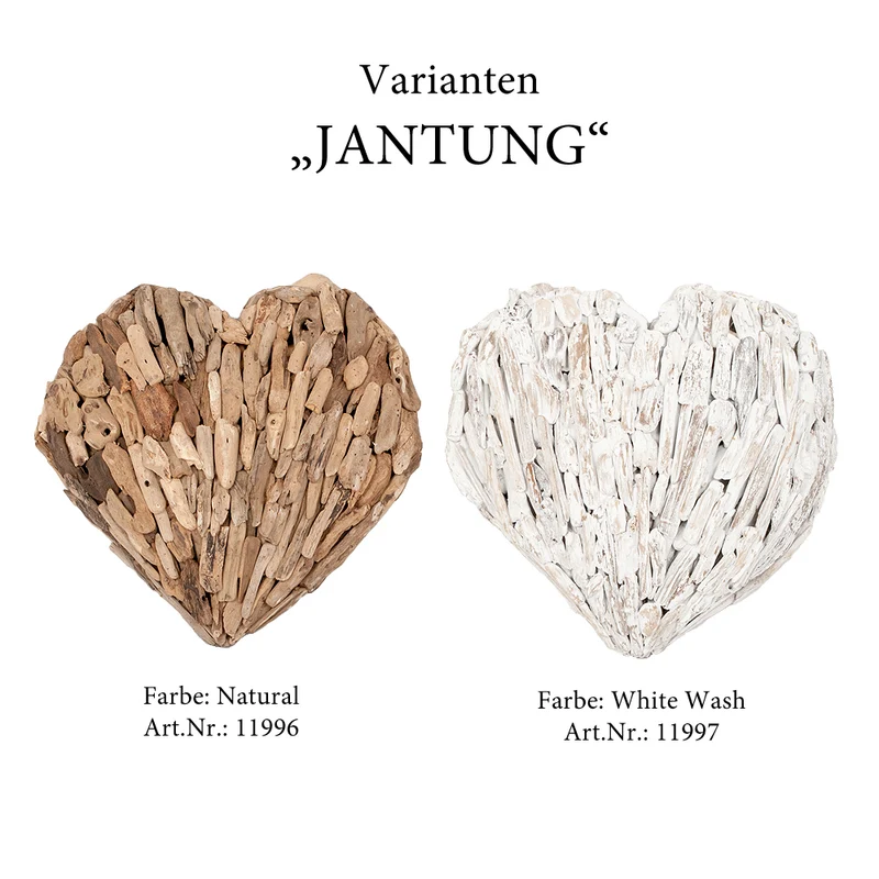 Wand-Deko-Objekt JANTUNG White Wash ca. 60cm Treibholz