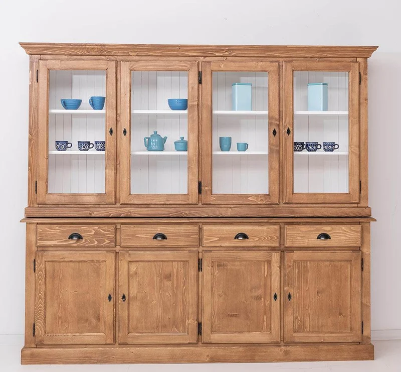 Esszimmerschrank aus Massivholz | Geschirrschrank | 2-teilig | 4 Elemente