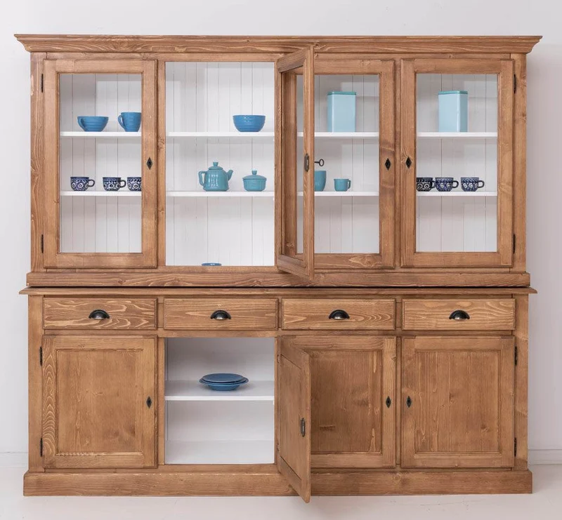 Esszimmerschrank aus Massivholz | Geschirrschrank | 2-teilig | 4 Elemente