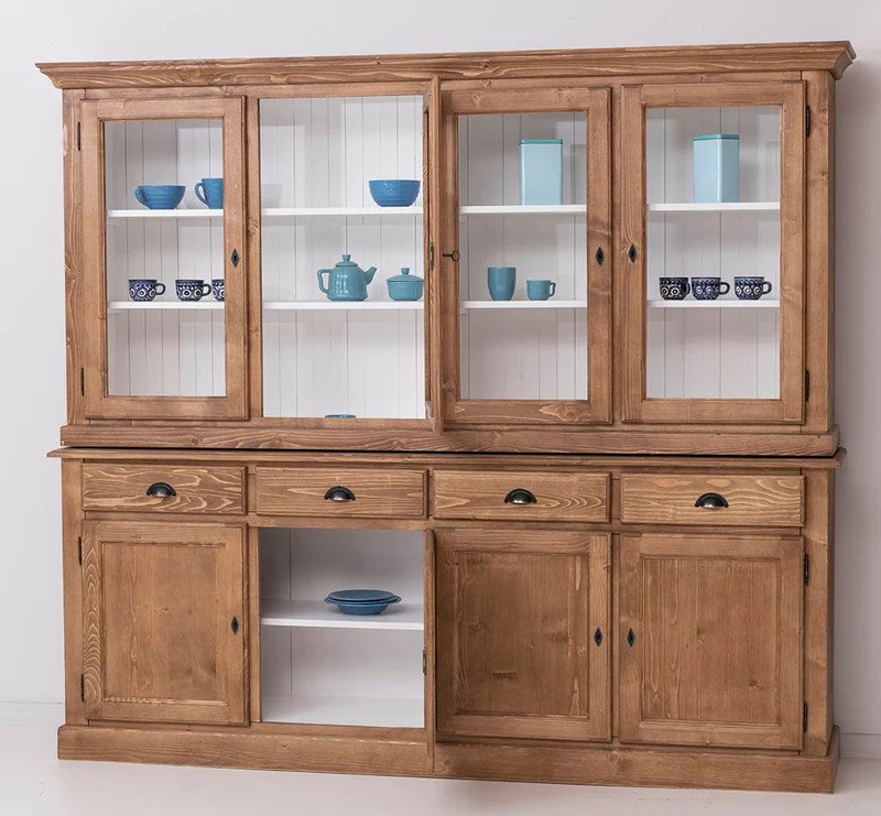 Esszimmerschrank aus Massivholz | Geschirrschrank | 2-teilig | 4 Elemente