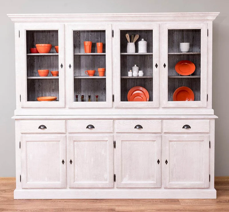 Esszimmerschrank aus Massivholz | Geschirrschrank | 2-teilig | 4 Elemente