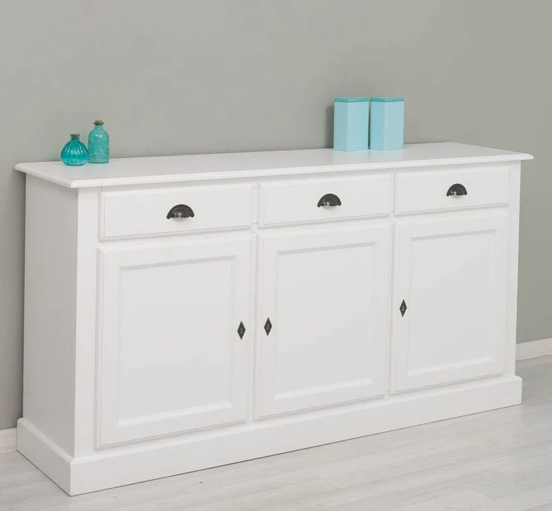 Sideboard aus Massivholz mit drei Schubladen und Türen