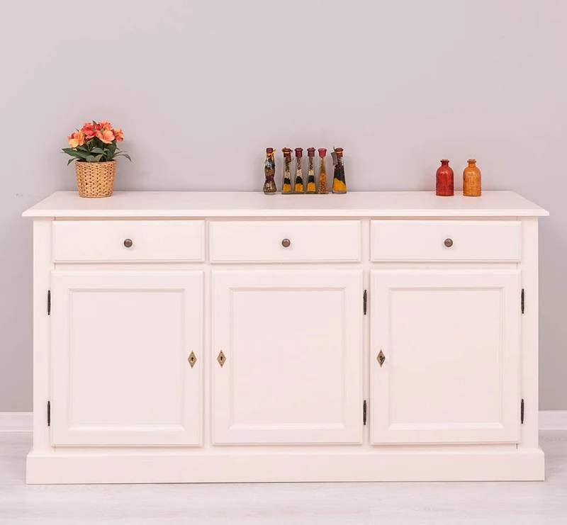 Sideboard aus Massivholz mit drei Schubladen und Türen