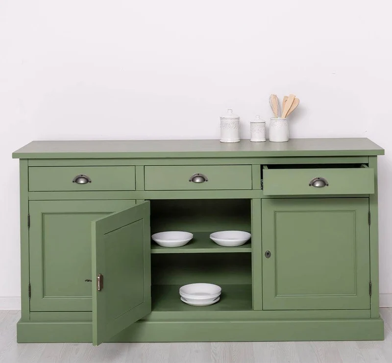 Dreitüriges Sideboard 175 aus Massivholz mit drei Schubladen