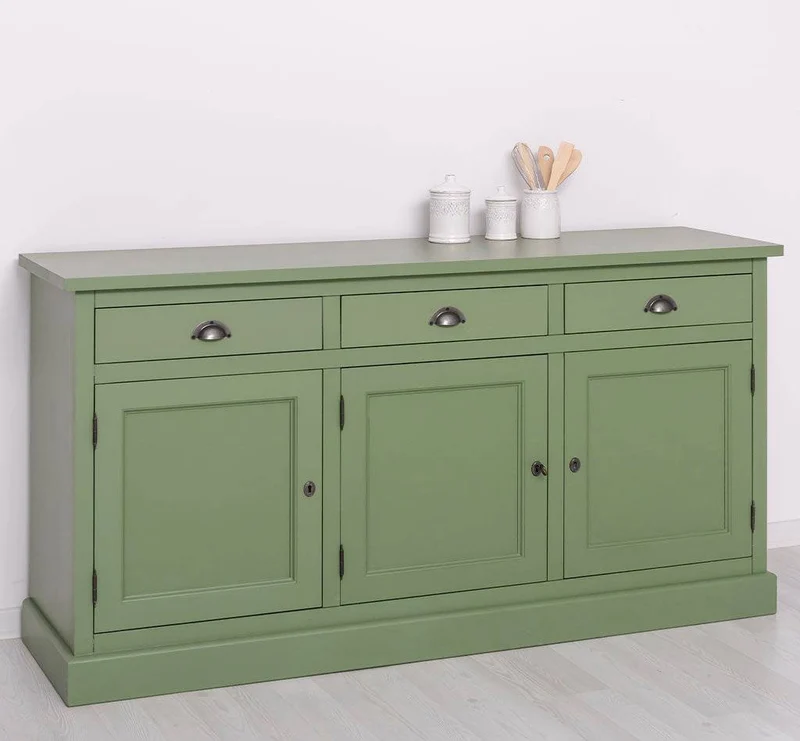 Dreitüriges Sideboard 175 aus Massivholz mit drei Schubladen
