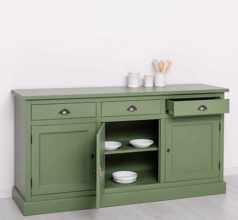 Dreitüriges Sideboard 175 aus Massivholz mit drei Schubladen