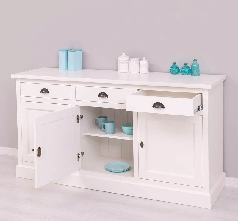 Dreitüriges Sideboard 175 aus Massivholz mit drei Schubladen