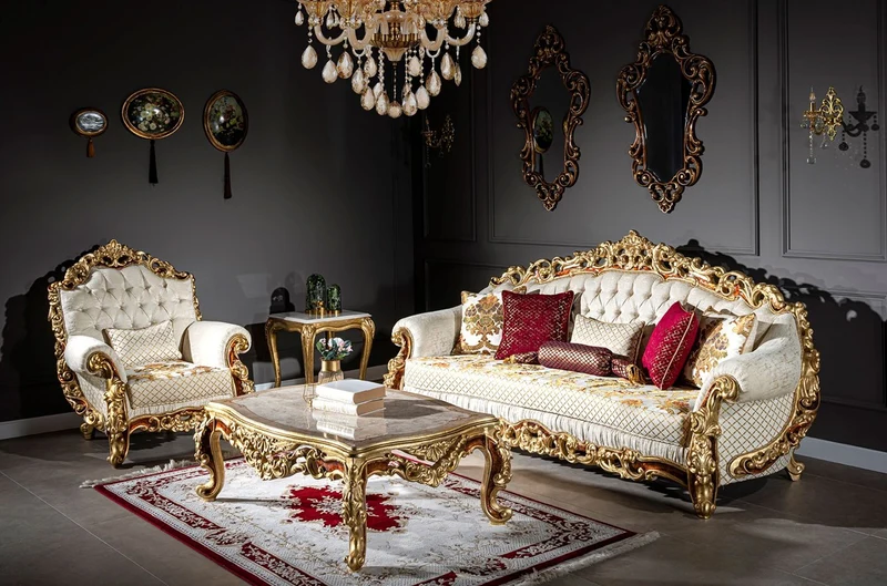 Casa Padrino Luxus Barock Sofa Weiß / Gold / Braun / Gold - Prunkvolles Wohnzimmer Sofa mit dekorativen Kissen - Barock Möbel