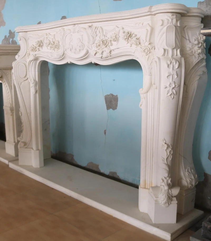Casa Padrino Luxus Barock Marmor Kaminumrandung Weiß 240 x H. 170 cm