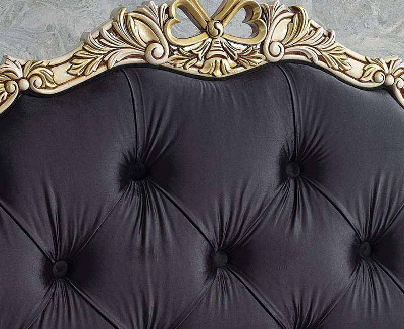 Casa Padrino Luxus Barock Schlafzimmer Möbel Set Schwarz / Cremefarben / Gold - Verschiedene Größen - 1 Barock Doppelbett mit Matratze & 2 Barock Nachtkommoden - Barock Schlafzimmer & Hotel Möbel