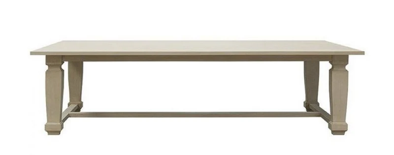 Casa Padrino Luxus Landhausstil Esstisch Hellgrau 220 x 100 x H. 77 cm - Handgefertigter Massivholz Küchentisch - Edle Landhausstil Massivholz Esszimmer Möbel
