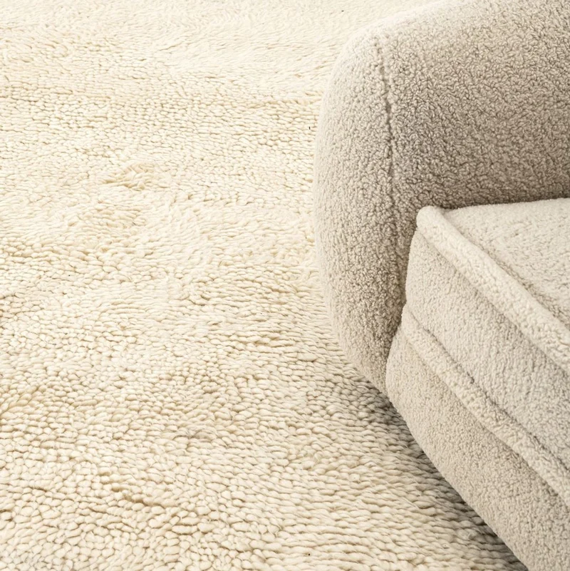 Casa Padrino Luxus Teppich aus Neuseeland Wolle Beige - Verschiedene Größen - Handgetufteter Wohnzimmerteppich - Luxus Wohnzimmer Deko Accessoires