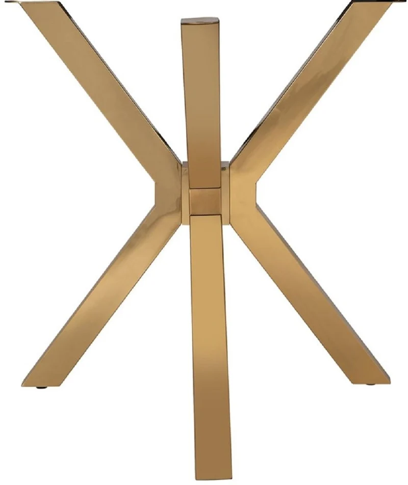 Casa Padrino Luxus Esstisch Braun / Gold 200 x 100 x H. 77 cm - Rechteckiger Esszimmertisch mit Kunstmarmor Tischplatte und Edelstahl Beinen - Luxus Esszimmer Möbel