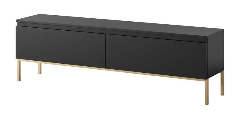 TV-Schrank Bemmi 150 cm schwarz mit goldenen Beinen