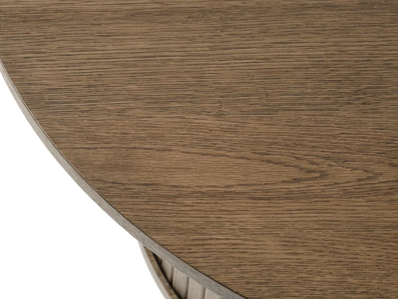 Runder Couchtisch Gativel 50 cm mit Lamellen in gebranntem Eichenholz