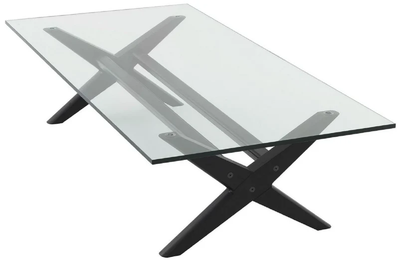 Casa Padrino Luxus Couchtisch Schwarz 160 x 80 x H. 40,5 cm - Rechteckiger Massivholz Wohnzimmertisch mit Glasplatte - Luxus Wohnzimmer Möbel
