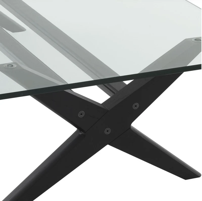 Casa Padrino Luxus Couchtisch Schwarz 160 x 80 x H. 40,5 cm - Rechteckiger Massivholz Wohnzimmertisch mit Glasplatte - Luxus Wohnzimmer Möbel