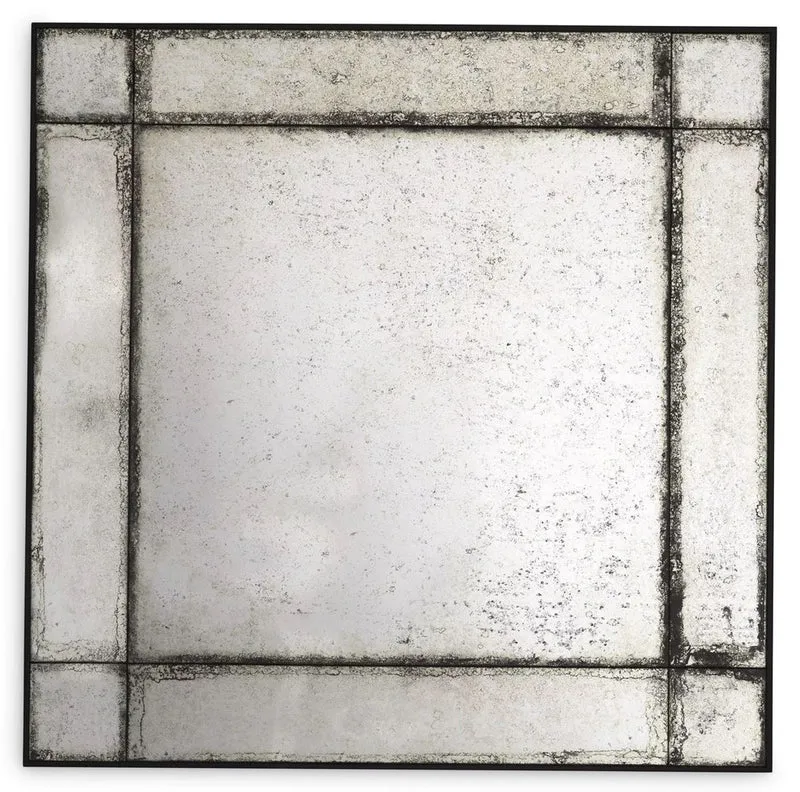 Casa Padrino Luxus Wandspiegel 100 x 3 x H. 100 cm - Quadratischer Spiegel mit Mahagoni Rahmen und antikem Spiegelglas - Wohnzimmer Spiegel - Schlafzimmer Spiegel - Garderoben Spiegel