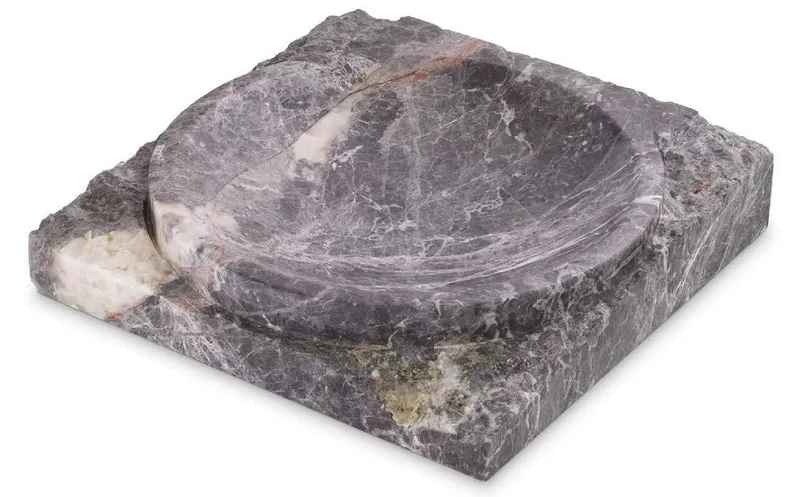 Casa Padrino Luxus Deko Marmor Schale Grau 30,5 x 30,5 x H. 6 cm - Obstschale aus hochwertigem Marmor - Hotel & Restaurant Deko Accessoires - Luxus Qualität