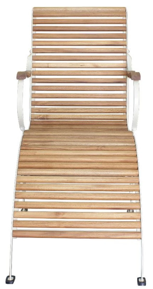 Casa Padrino Luxus Jugendstil Gartenstuhl mit Armlehnen und Fußablage Braun / Cremefarben 125 x 56 x H. 91 cm - Garten & Terrassen Stuhl - Jugendstil Garten & Terrassen Möbel