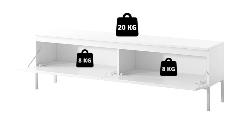 TV-Schrank Bemmi 150 cm weiß mit goldenen Beinen