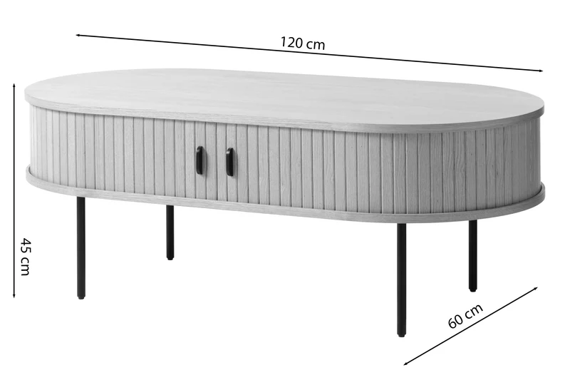 Holz-Couchtisch Gativel 120x60 cm Lamellen in natürlicher Eiche