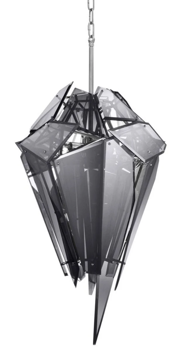 Casa Padrino Luxus Kronleuchter Silber / Schwarz Ø 47 x H. 97 cm - Designermöbel