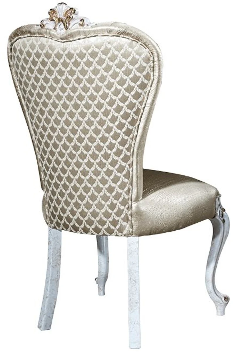 Casa Padrino Luxus Barock Esszimmer Stuhl Set Gold / Antik Weiß / Gold 57 x 65 x H. 113 cm - Küchen Stühle 6er Set - Barock Esszimmer Möbel - Edel & Prunkvoll