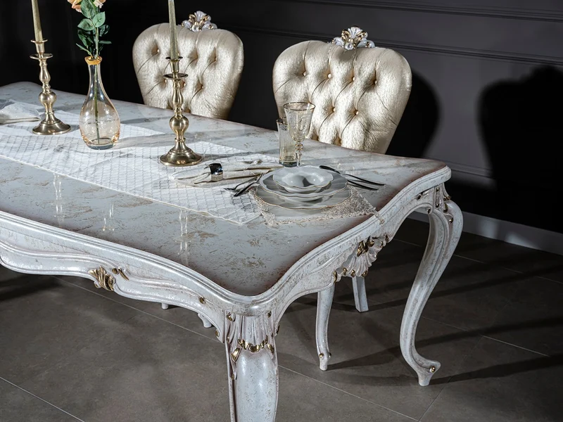 Casa Padrino Luxus Barock Esszimmer Stuhl Set Gold / Antik Weiß / Gold 57 x 65 x H. 113 cm - Küchen Stühle 6er Set - Barock Esszimmer Möbel - Edel & Prunkvoll