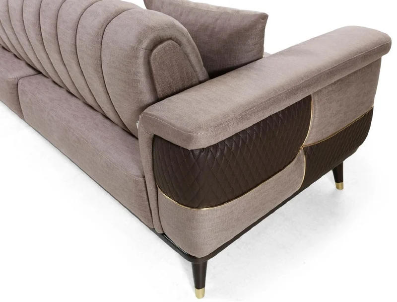 Casa Padrino Luxus Schlafsofa Braun / Dunkelbraun / Gold 225 x 94 x H. 83 cm - Modernes Wohnzimmer Sofa - Wohnzimmer Möbel