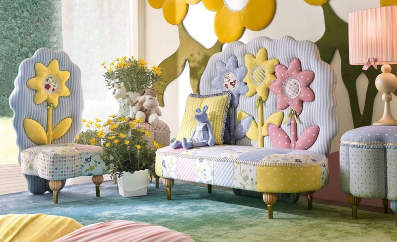 Casa Padrino Luxus Kindersessel Sonnenblume Bunt - Kinderzimmer Sessel - Kinderzimmer Möbel - Erstklassische Qualität - Made in Italy