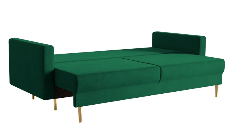 Dreipersonen-Schlafsofa Valico, grün, Samt, wasserabweisend