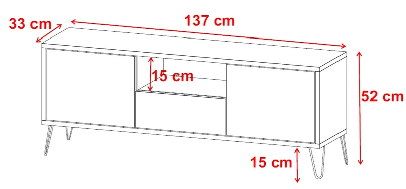 TV-Schrank Ploystea 137 cm Schwarz / Wotan-Eiche